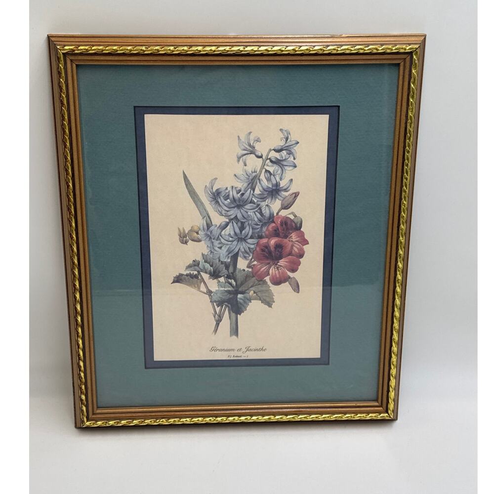 Framed Redouté Geranium Jacinthe Print · In Goldtone Wood Frame Belk Store Tag